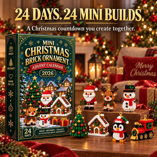 🎄 24-Day Mini Christmas Ornament Advent Calendar | 24 unique festive buildable designs with hanging loops—perfect for decorating Christmas trees, wreaths, and holiday displays 🧱