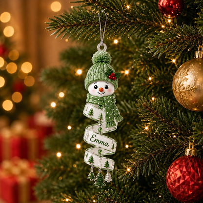 Christmas Snowman Spiral Ornament, Custom Name Snowman Acrylic Ornament, Christmas Tree Decor, Santa Snowman, 2026 Christmas Keepsake