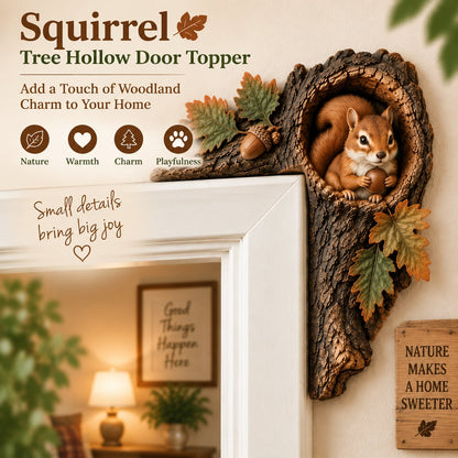 🔥Hot Sale🔥 - 🐿️ 3D Chipmunk Tree Hollow Door Topper | Woodland Animal Doorway Decor For Cozy Nature Homes