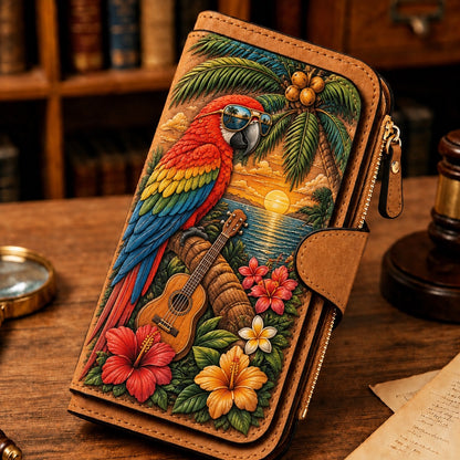🦜Vintage Tropical Parrot Wallet