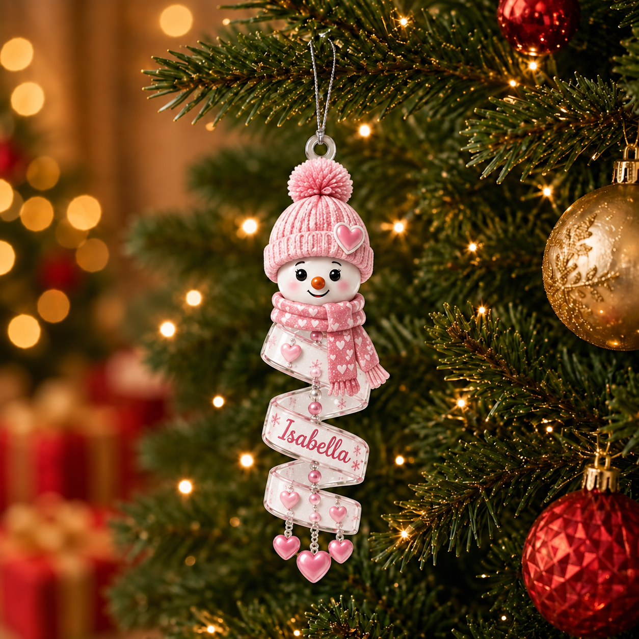 Christmas Snowman Spiral Ornament, Custom Name Snowman Acrylic Ornament, Christmas Tree Decor, Santa Snowman, 2026 Christmas Keepsake