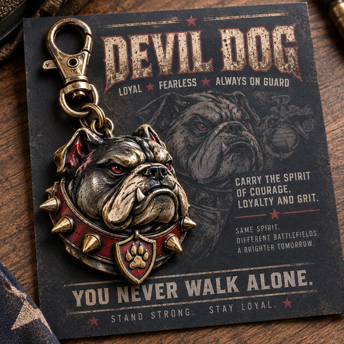 🐶 Devil Dog Guardian 3D Metal Keychain | Rugged Bulldog Keepsake