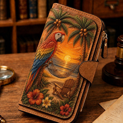 🦜Vintage Tropical Parrot Wallet