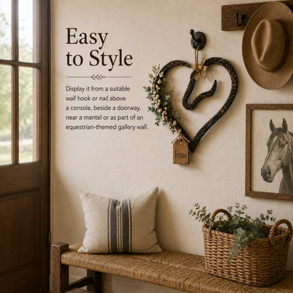 ✨🎁Rustic Horse Heart Wall Decor with Greenery – Farmhouse Equestrian Home Accent