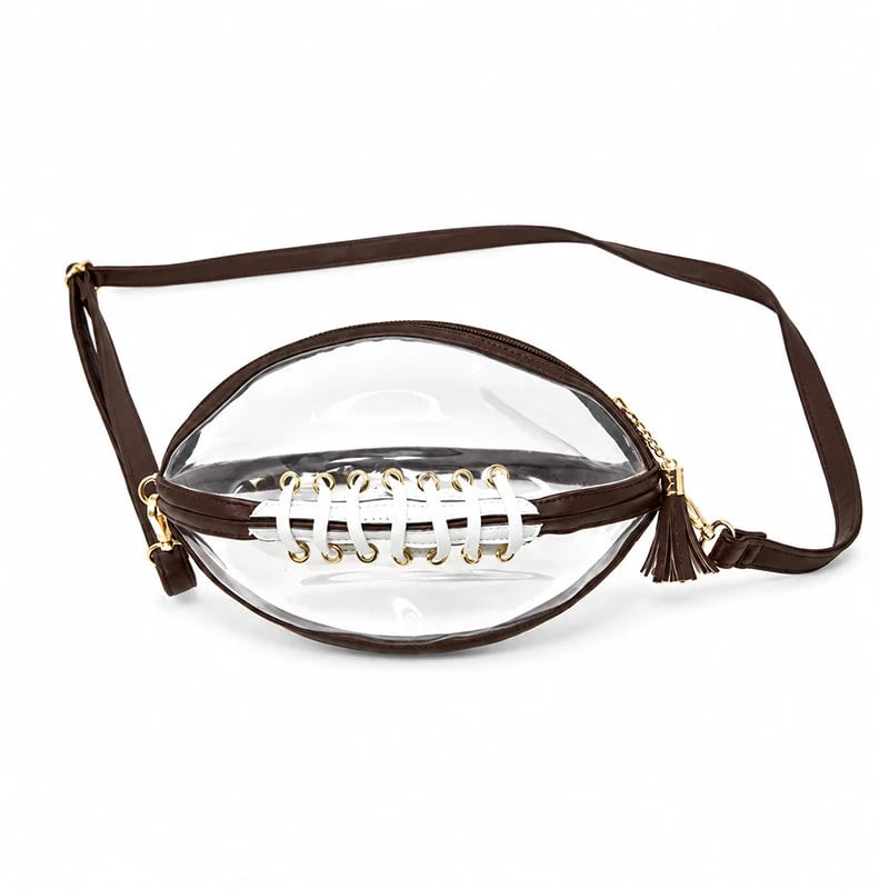 🏈 Clear Football-Shaped Crossbody Bag – Game-Day Style Meets Everyday Convenience