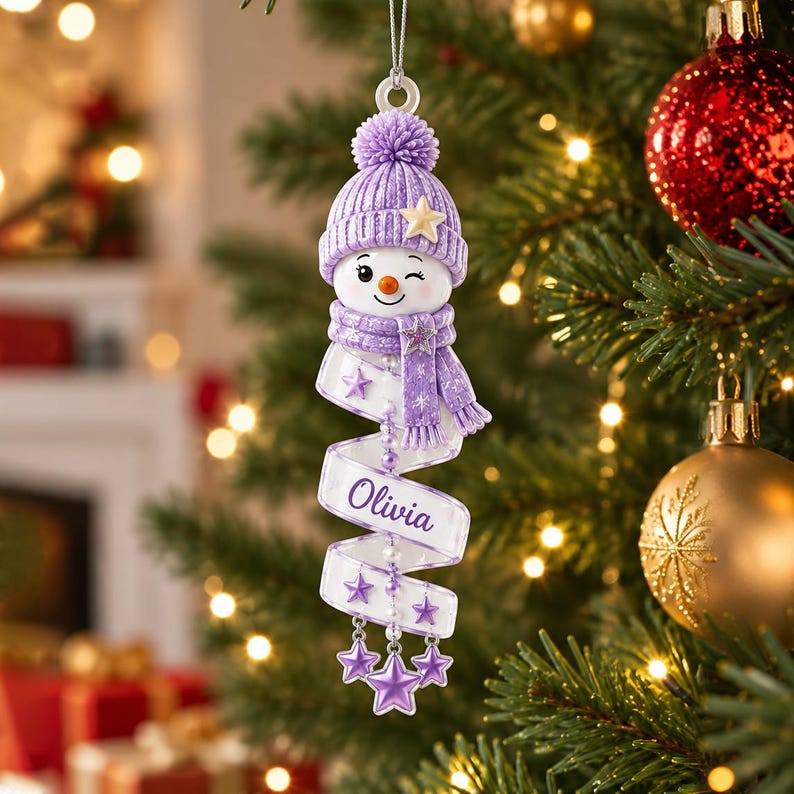 Christmas Snowman Spiral Ornament, Custom Name Snowman Acrylic Ornament, Christmas Tree Decor, Santa Snowman, 2026 Christmas Keepsake