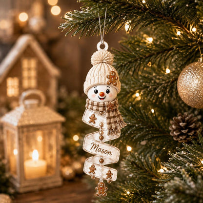 Christmas Snowman Spiral Ornament, Custom Name Snowman Acrylic Ornament, Christmas Tree Decor, Santa Snowman, 2026 Christmas Keepsake