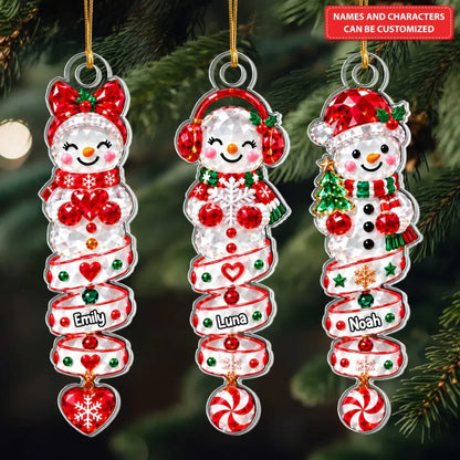 Snowman Crystal Spiral - Personalized Custom Shape Mica Ornament - Christmas Gift For Kids, Family