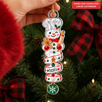Snowman Crystal Spiral - Personalized Custom Shape Mica Ornament - Christmas Gift For Kids, Family