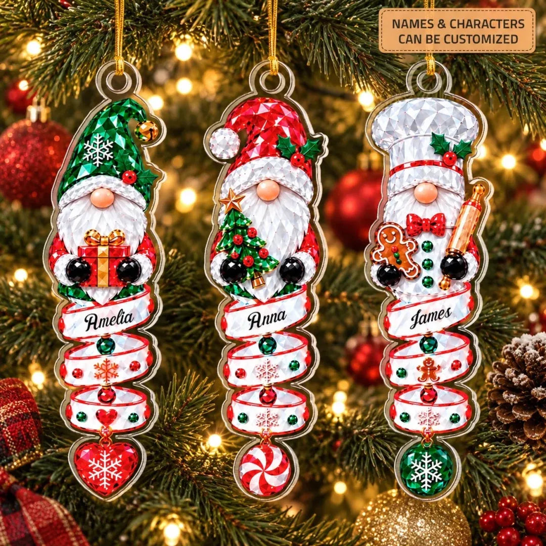 Crystal Gnome Christmas - Personalized Custom Shape Mica Ornament - Christmas Gift For Kids, Family
