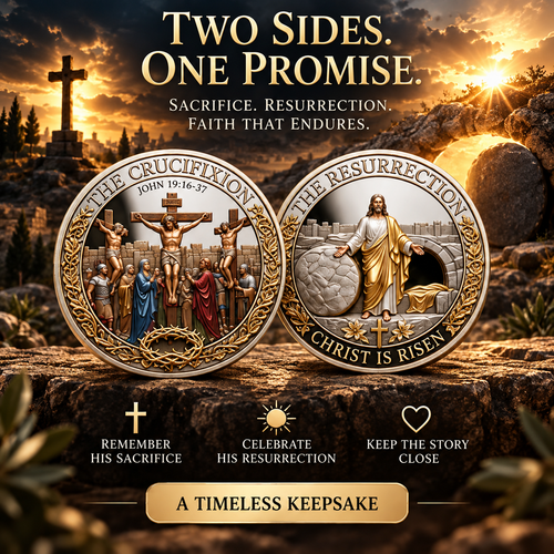 🔥Hot Sale🔥 - Two Sides, One Promise – Crucifixion & Resurrection Commemorative Coin