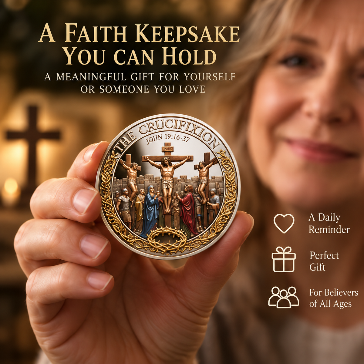 🔥Hot Sale🔥 - Two Sides, One Promise – Crucifixion & Resurrection Commemorative Coin