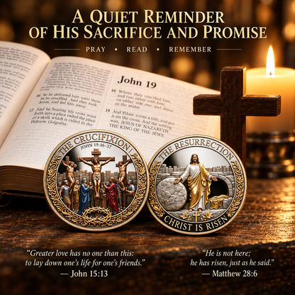 🔥Hot Sale🔥 - Two Sides, One Promise – Crucifixion & Resurrection Commemorative Coin