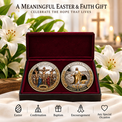 🔥Hot Sale🔥 - Two Sides, One Promise – Crucifixion & Resurrection Commemorative Coin