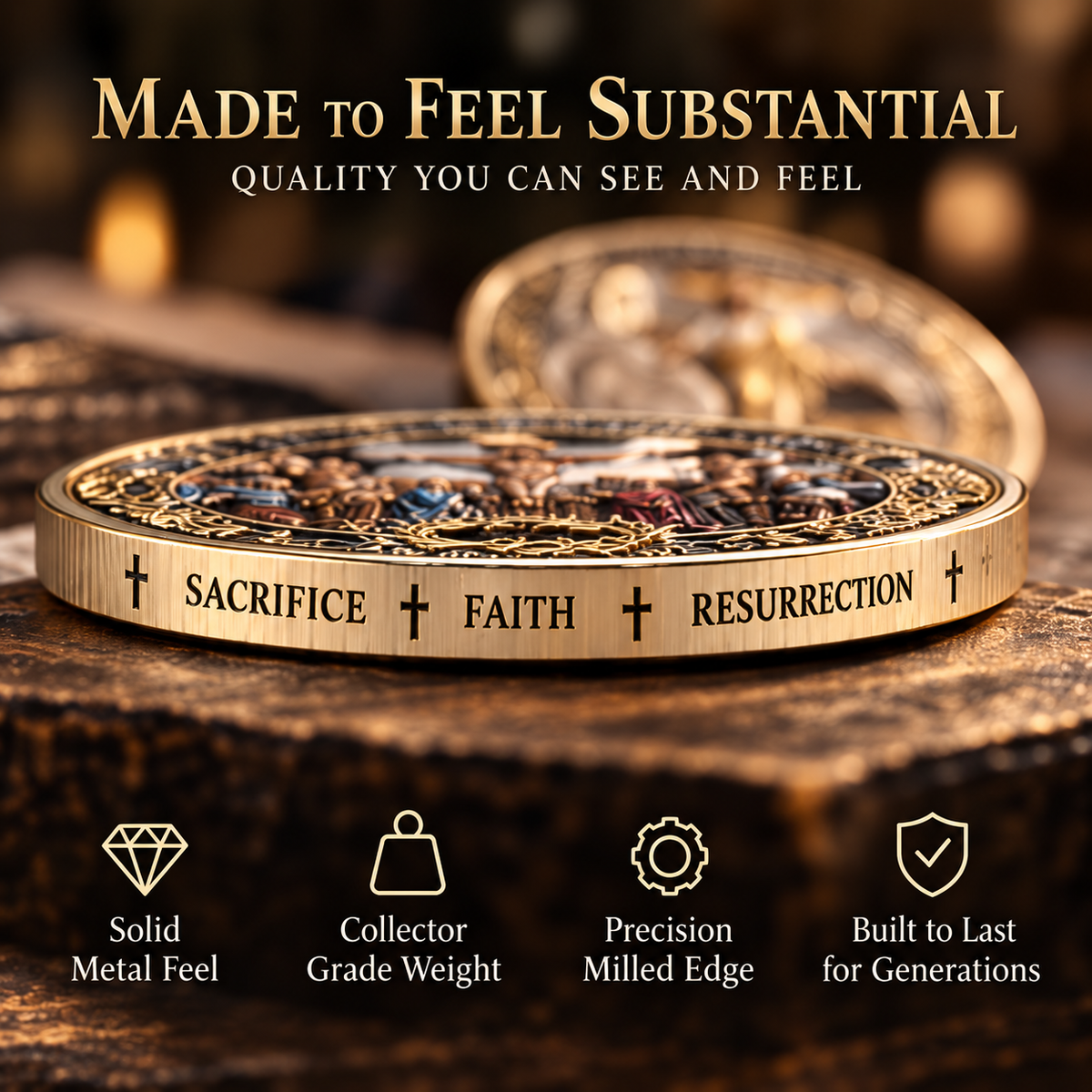 🔥Hot Sale🔥 - Two Sides, One Promise – Crucifixion & Resurrection Commemorative Coin
