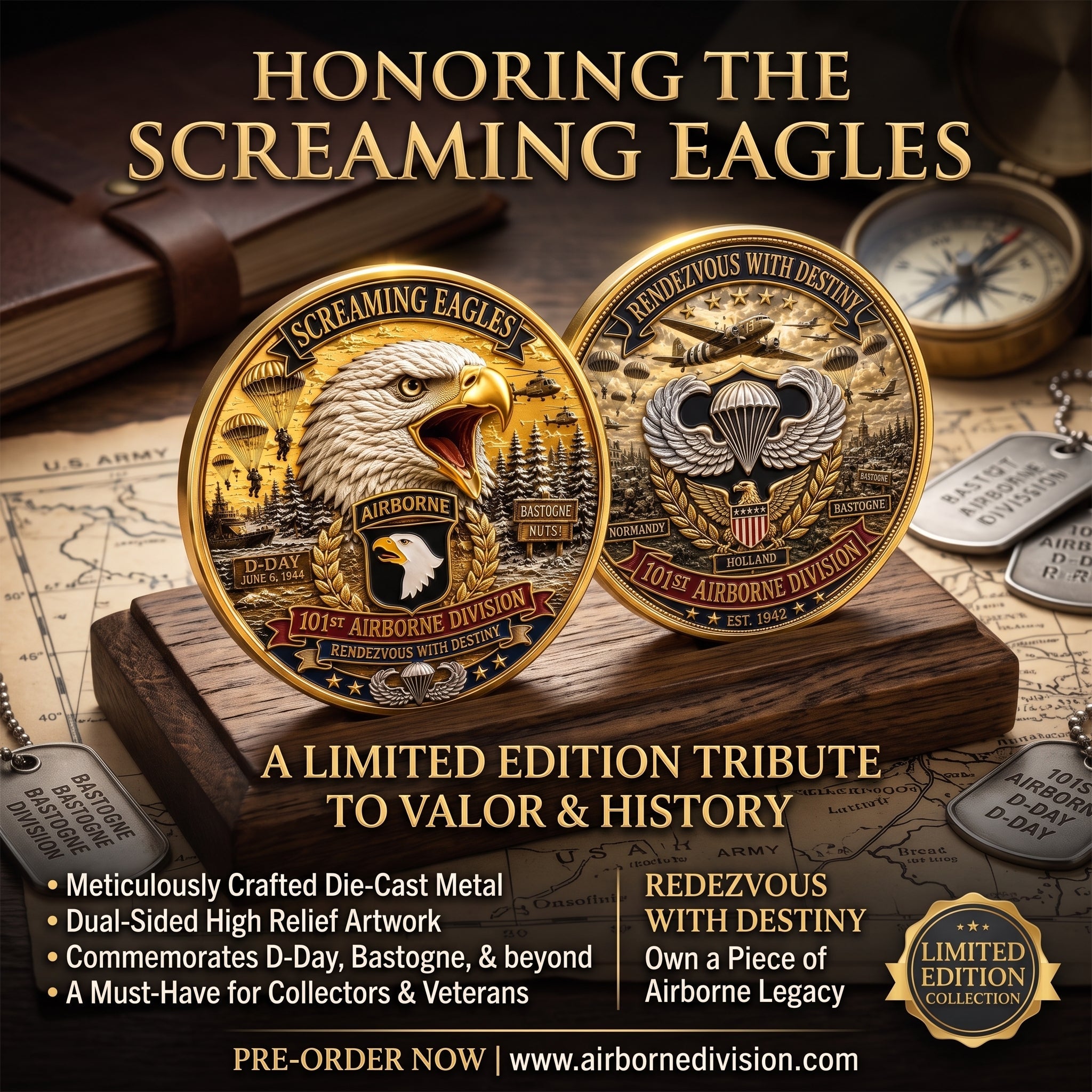 101st Airborne Division Commemorative Metal Medal