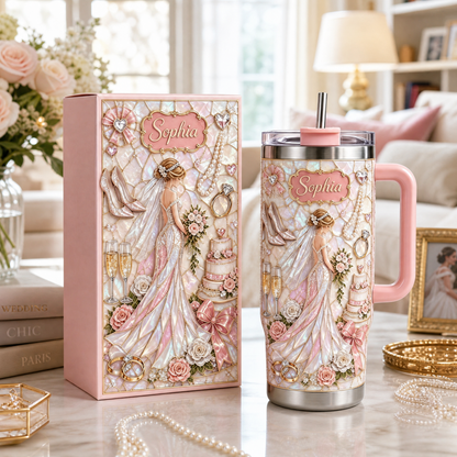 🔥Hot Sale🔥 - 💍 Personalized Bride Wedding Tumbler with Gift Box