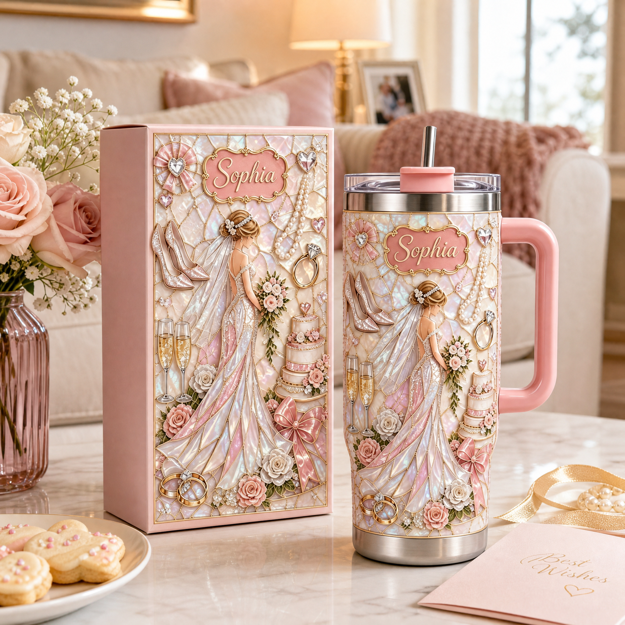 🔥Hot Sale🔥 - 💍 Personalized Bride Wedding Tumbler with Gift Box