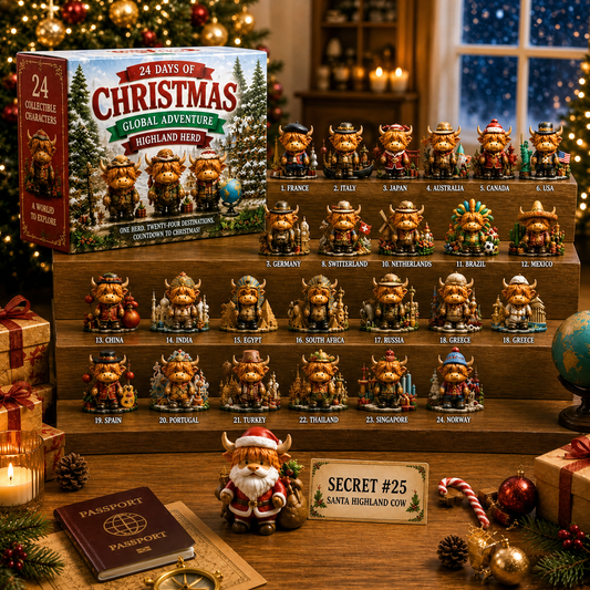 🔥Hot Sale🔥 - 🎄24 Days Christmas Advent Calendar | Global Highland Cow Collectible Figurines Set