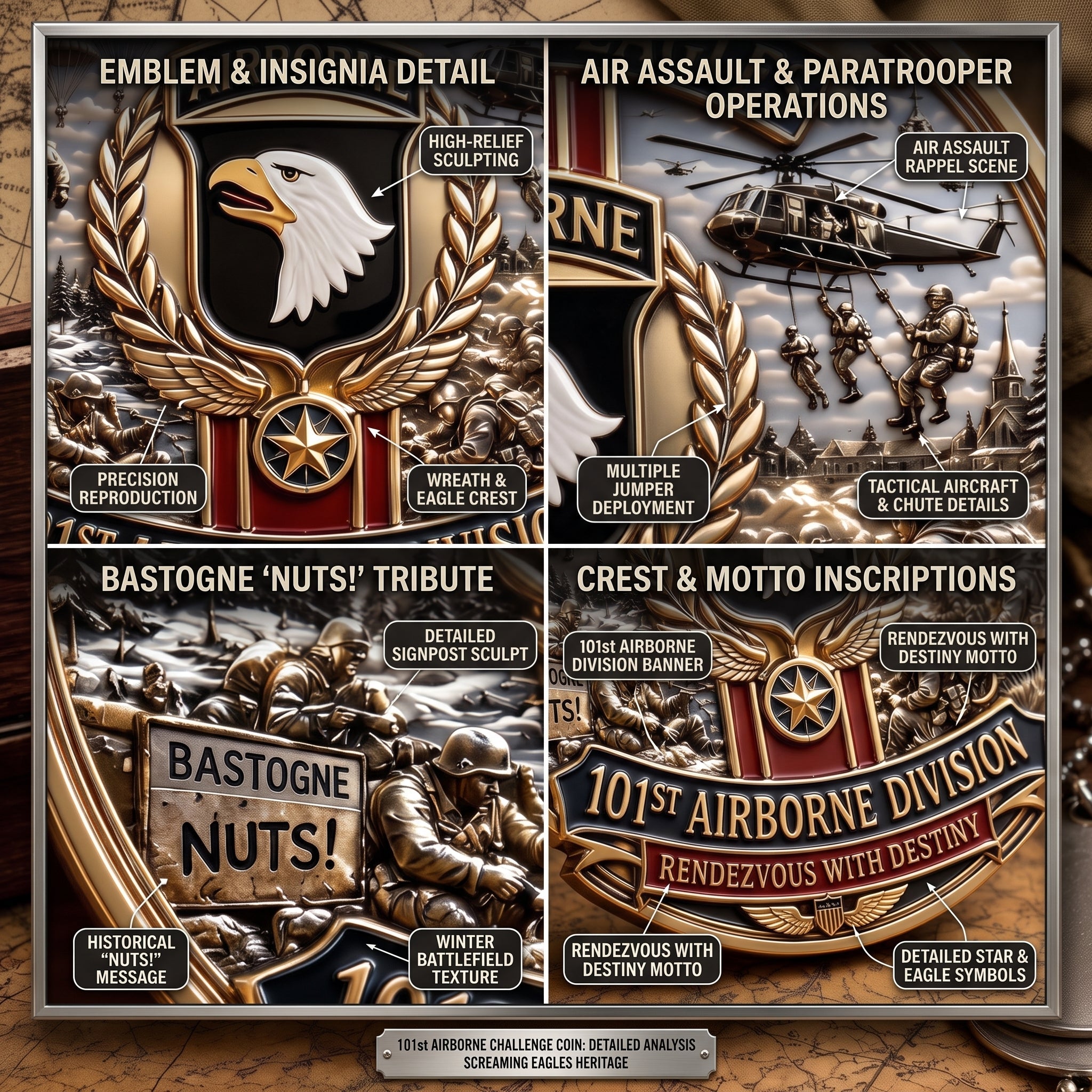 Screaming Eagles 101st Airborne Division Commemorative Metal Medal