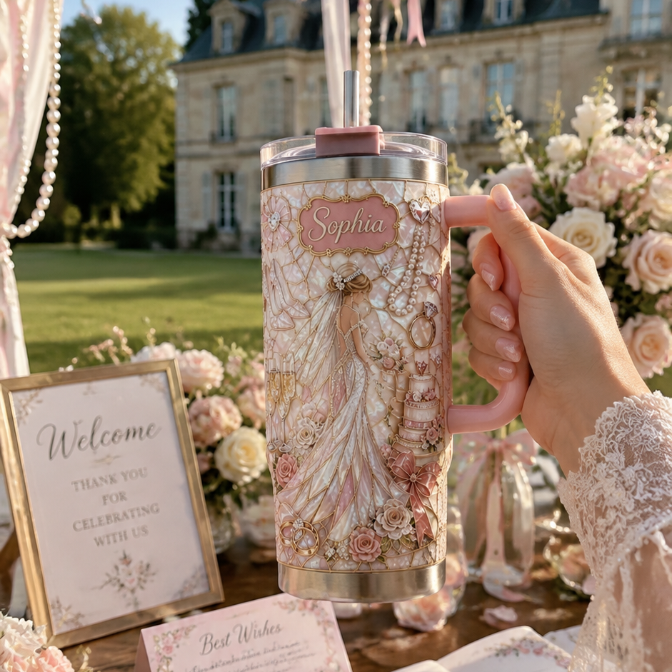 🔥Hot Sale🔥 - 💍 Personalized Bride Wedding Tumbler with Gift Box