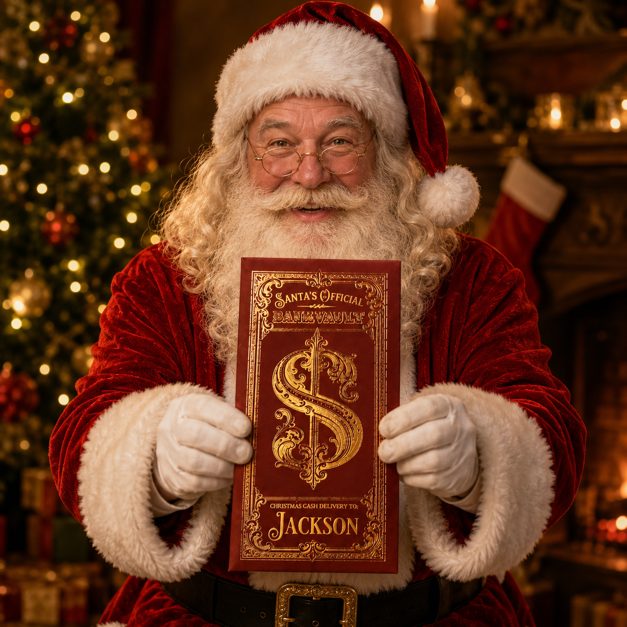 🎅 Personalized Santa Christmas Cash Holder 🎁 Custom Name Xmas Money Envelope